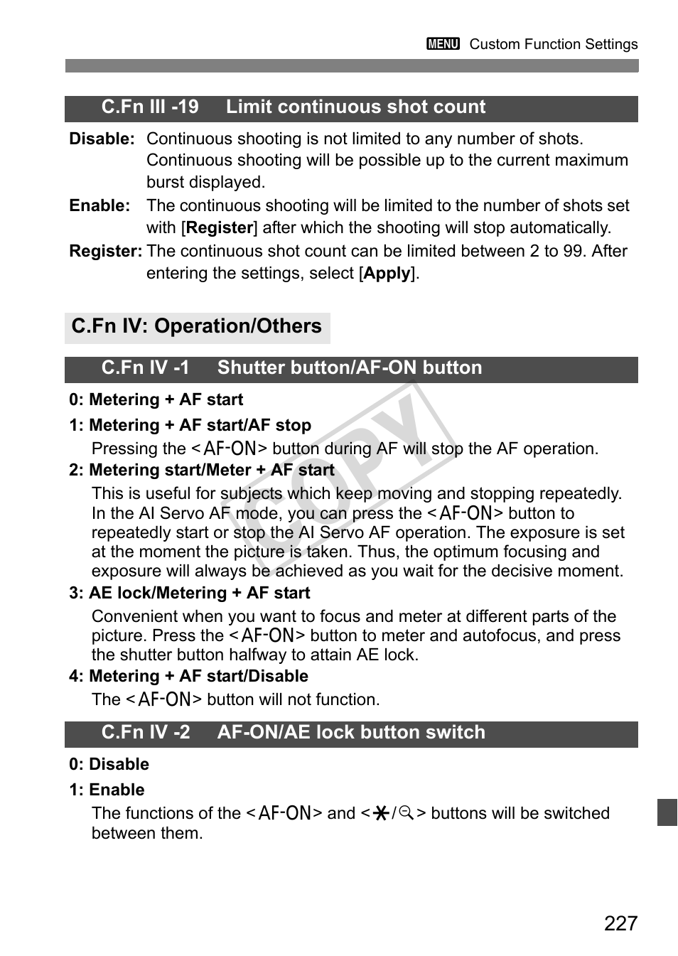 Cop y | Canon EOS 1D User Manual | Page 227 / 276