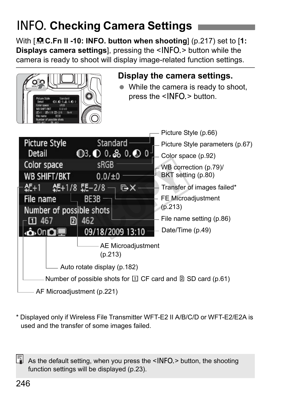 Cop y, B checking camera settings | Canon EOS 1D User Manual | Page 246 / 276