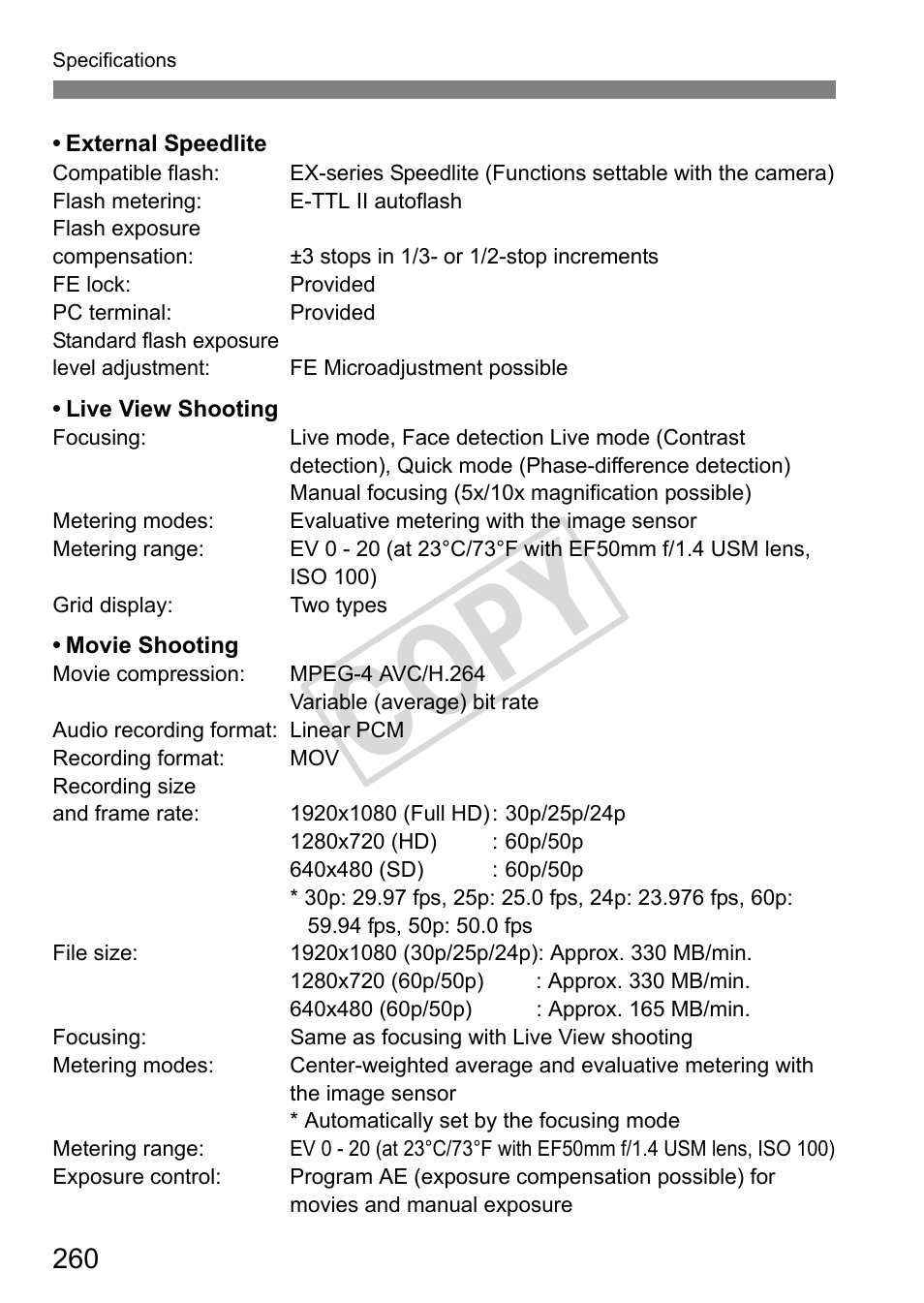 Cop y | Canon EOS 1D User Manual | Page 260 / 276