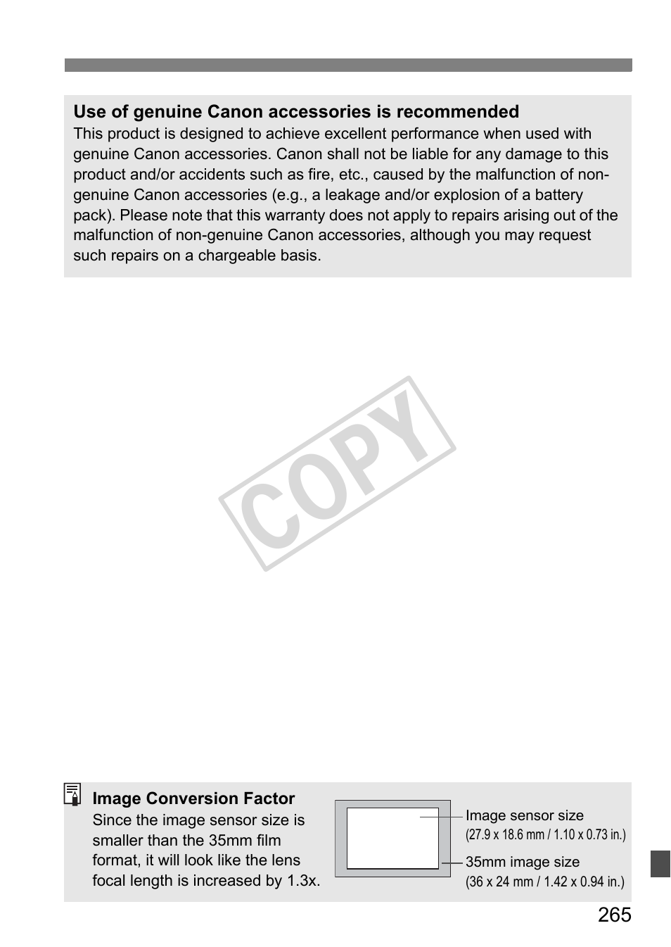 Cop y | Canon EOS 1D User Manual | Page 265 / 276
