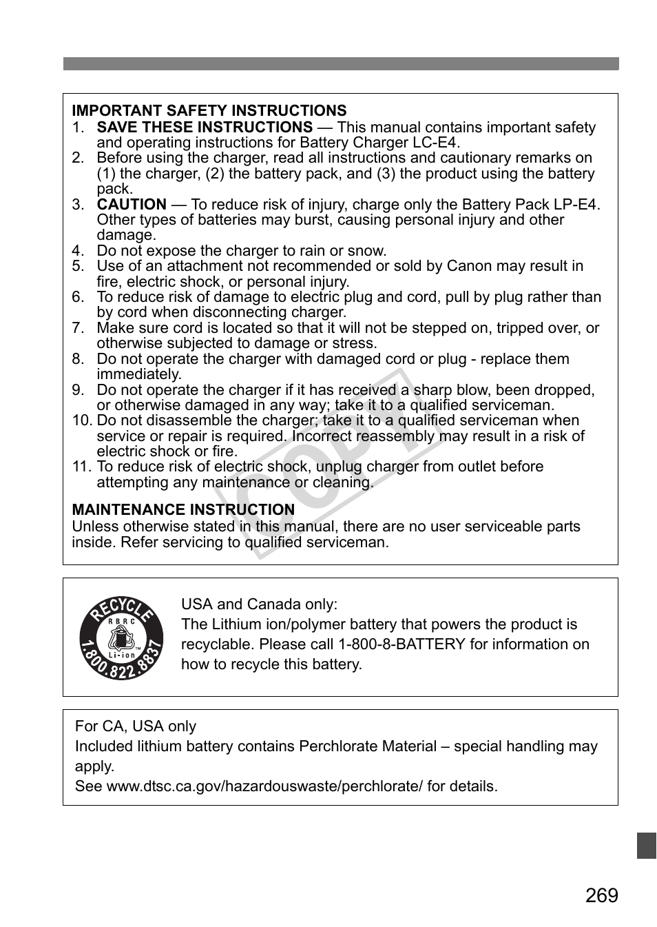 Cop y | Canon EOS 1D User Manual | Page 269 / 276