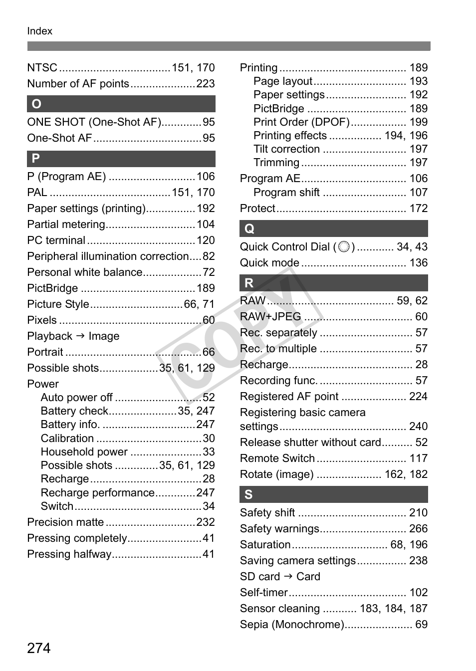 Cop y | Canon EOS 1D User Manual | Page 274 / 276