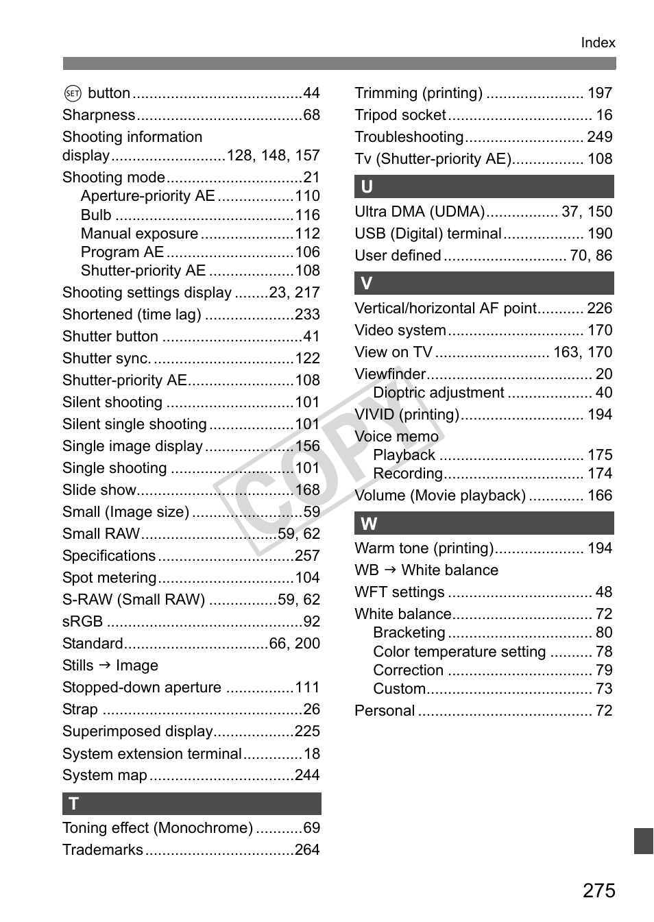 Cop y | Canon EOS 1D User Manual | Page 275 / 276