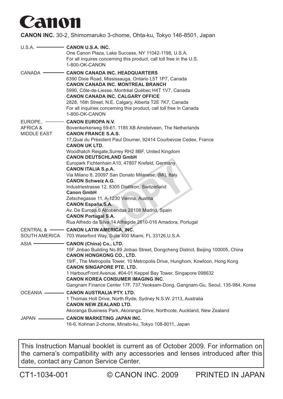 Cop y | Canon EOS 1D User Manual | Page 276 / 276
