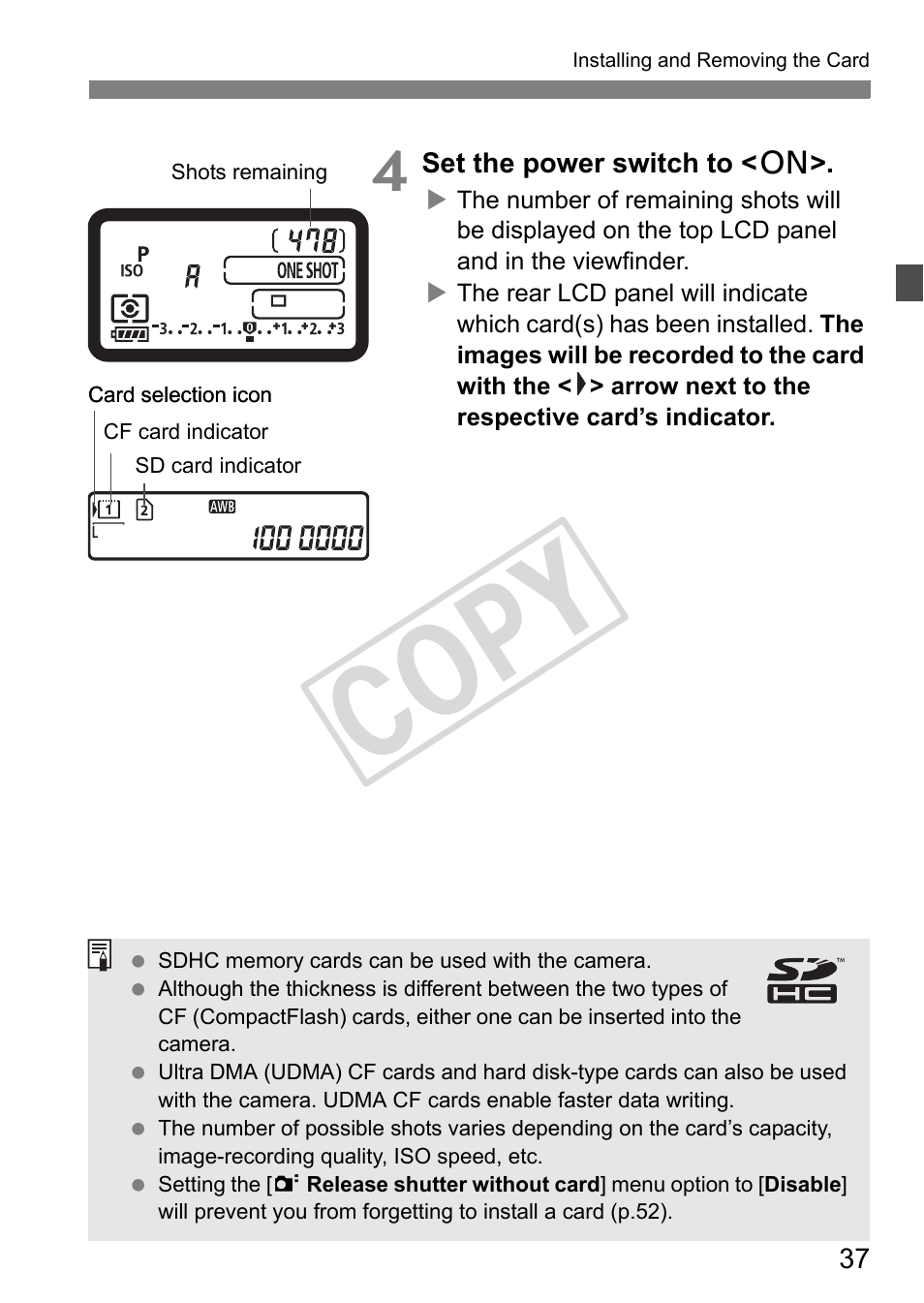 Cop y | Canon EOS 1D User Manual | Page 37 / 276