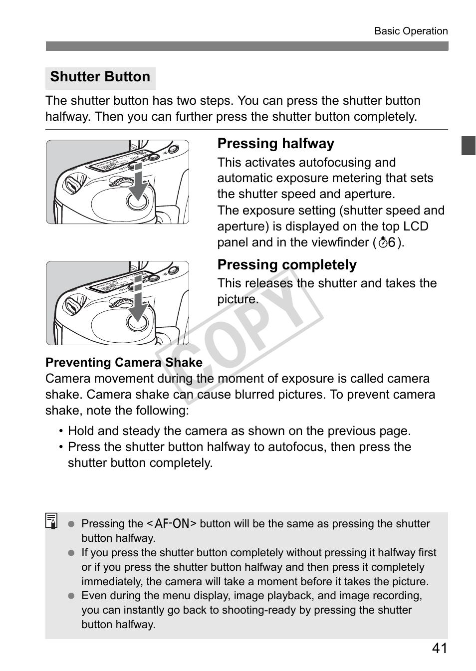 Cop y | Canon EOS 1D User Manual | Page 41 / 276