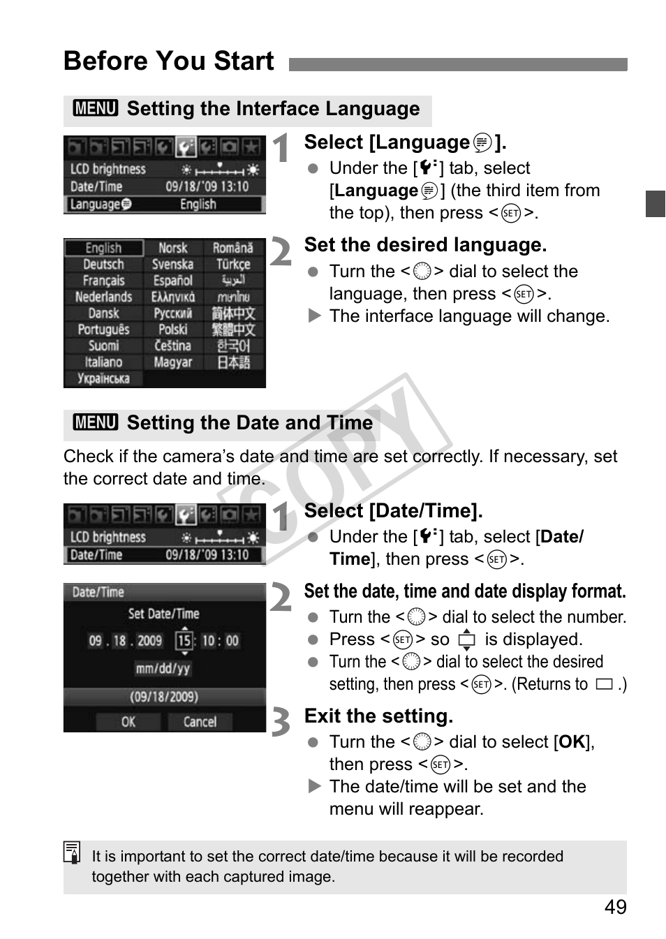 Cop y | Canon EOS 1D User Manual | Page 49 / 276