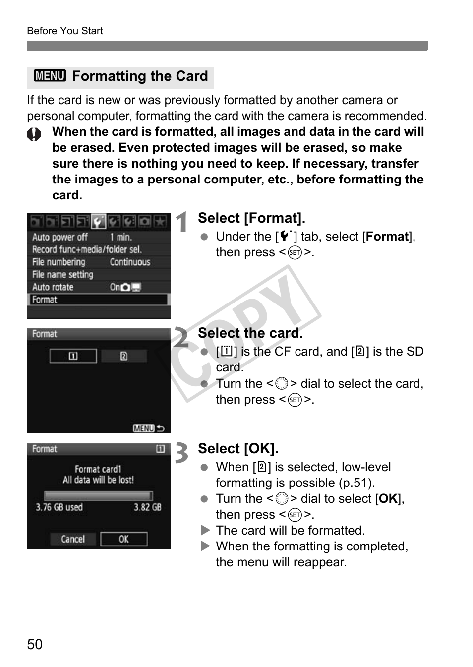 Cop y | Canon EOS 1D User Manual | Page 50 / 276