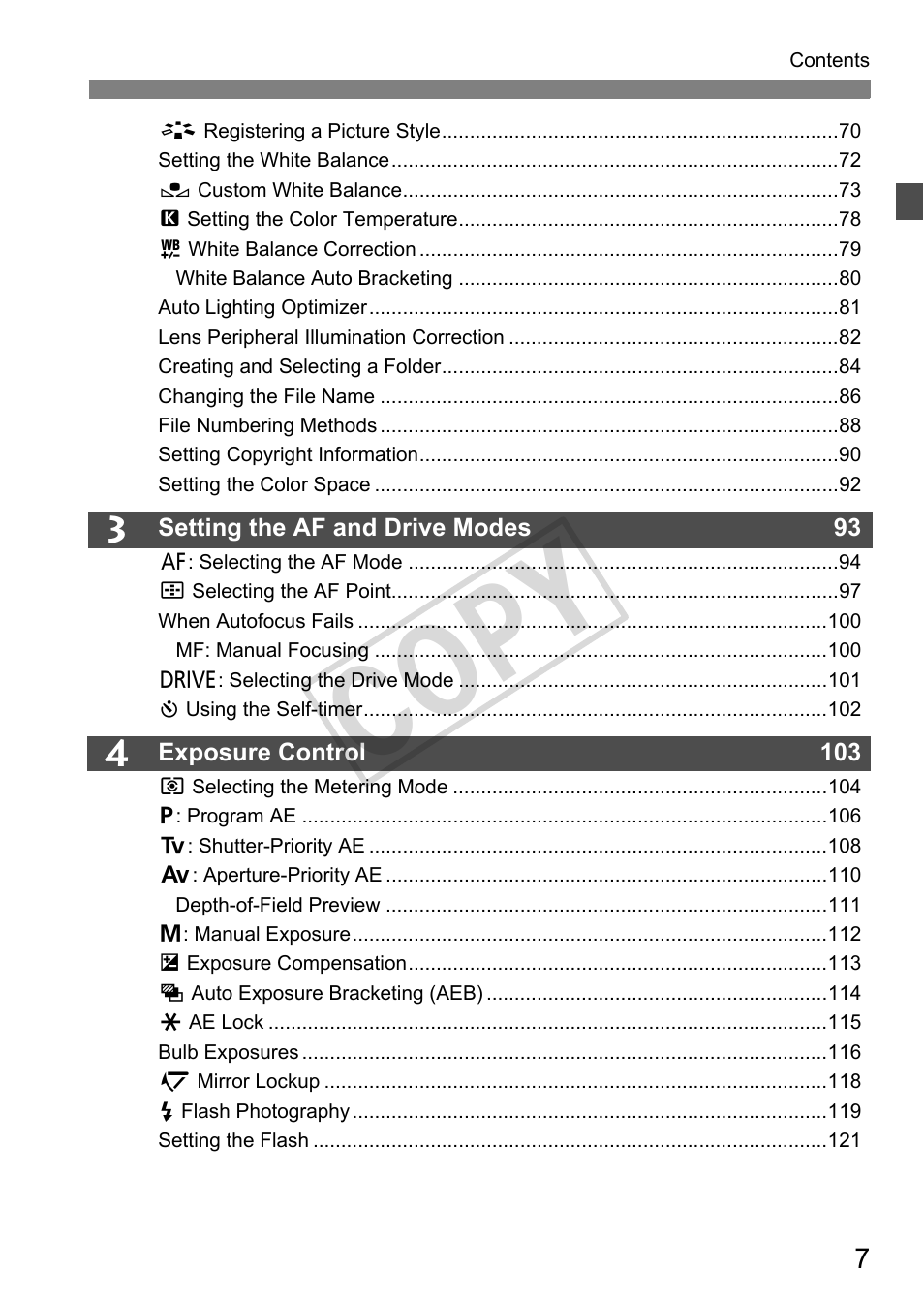 Cop y | Canon EOS 1D User Manual | Page 7 / 276