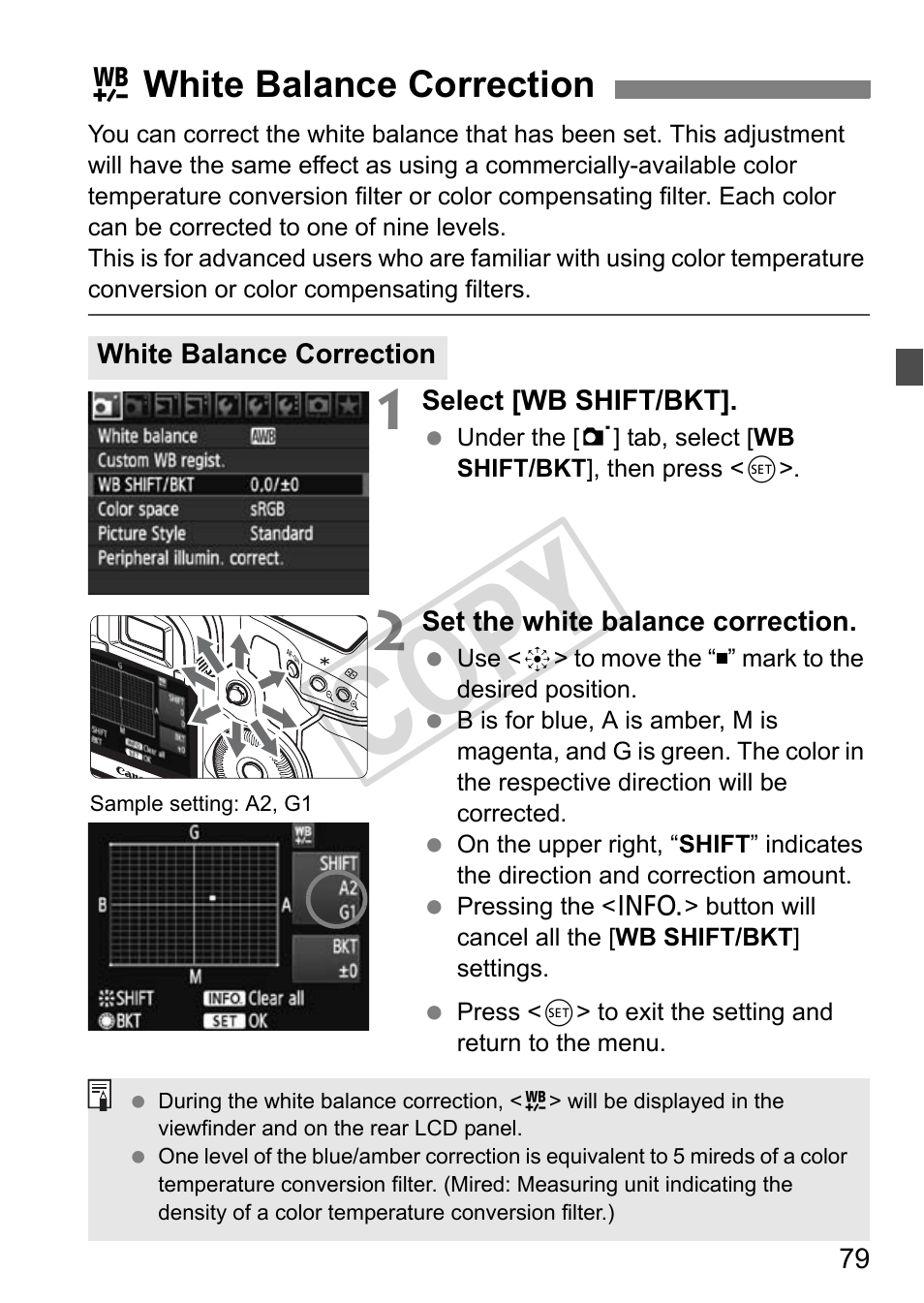 Cop y, Uwhite balance correction | Canon EOS 1D User Manual | Page 79 / 276