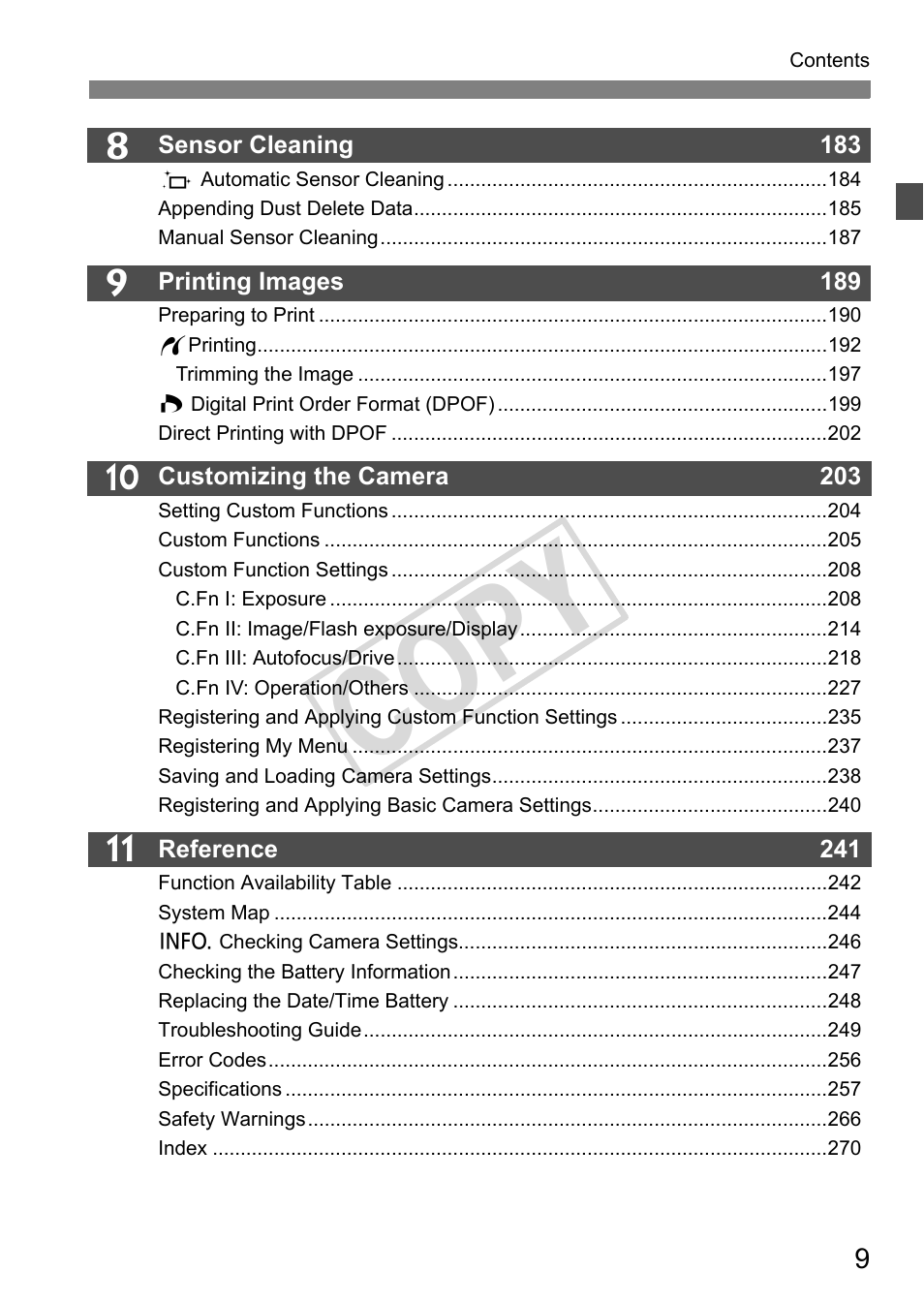 Cop y | Canon EOS 1D User Manual | Page 9 / 276