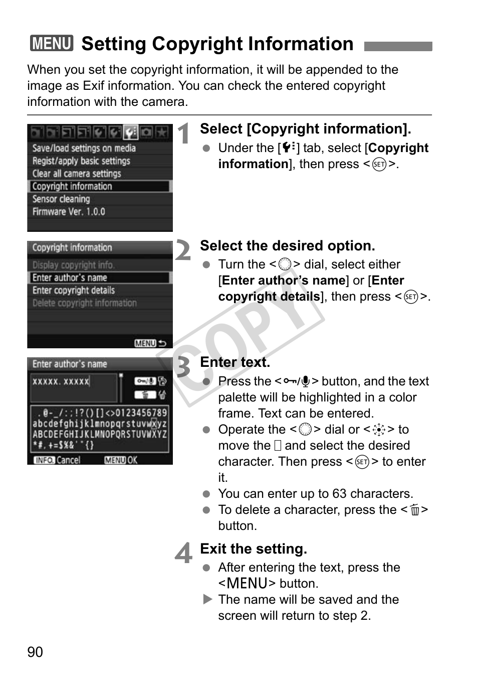 Cop y | Canon EOS 1D User Manual | Page 90 / 276