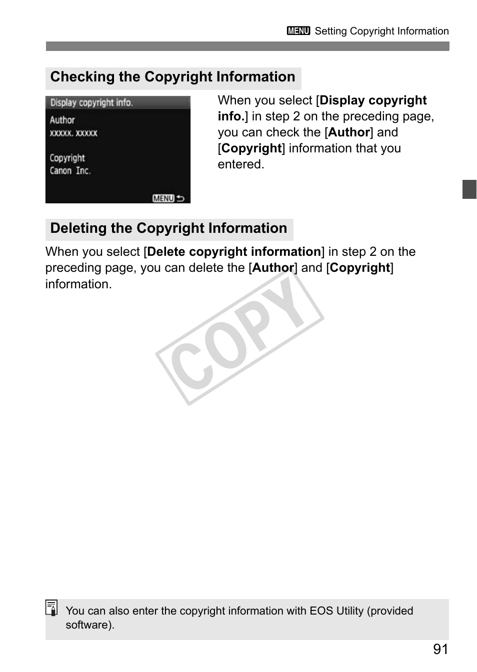 Cop y | Canon EOS 1D User Manual | Page 91 / 276