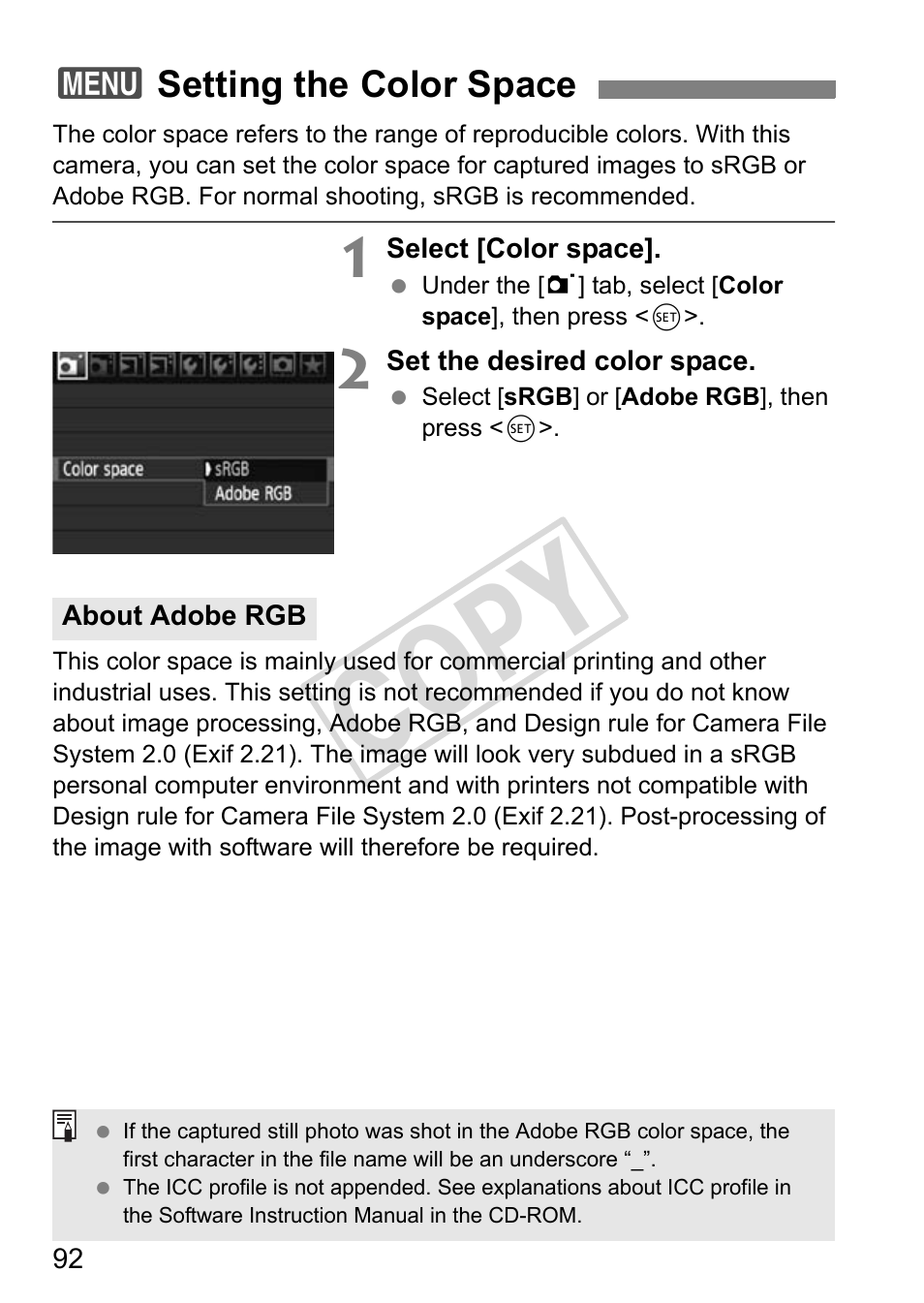 Cop y | Canon EOS 1D User Manual | Page 92 / 276