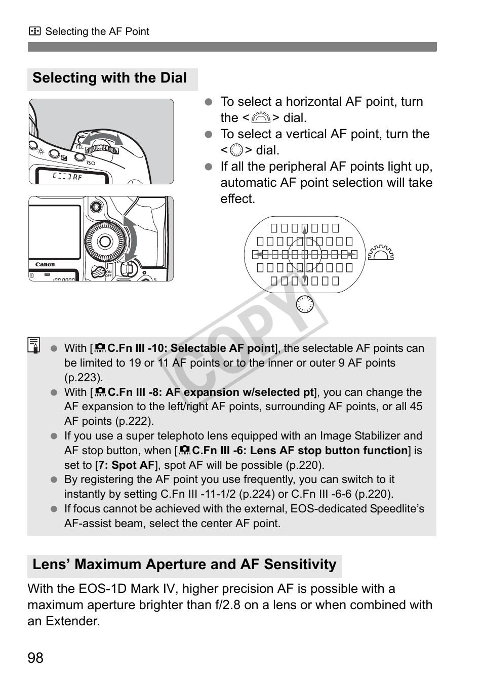 Cop y | Canon EOS 1D User Manual | Page 98 / 276