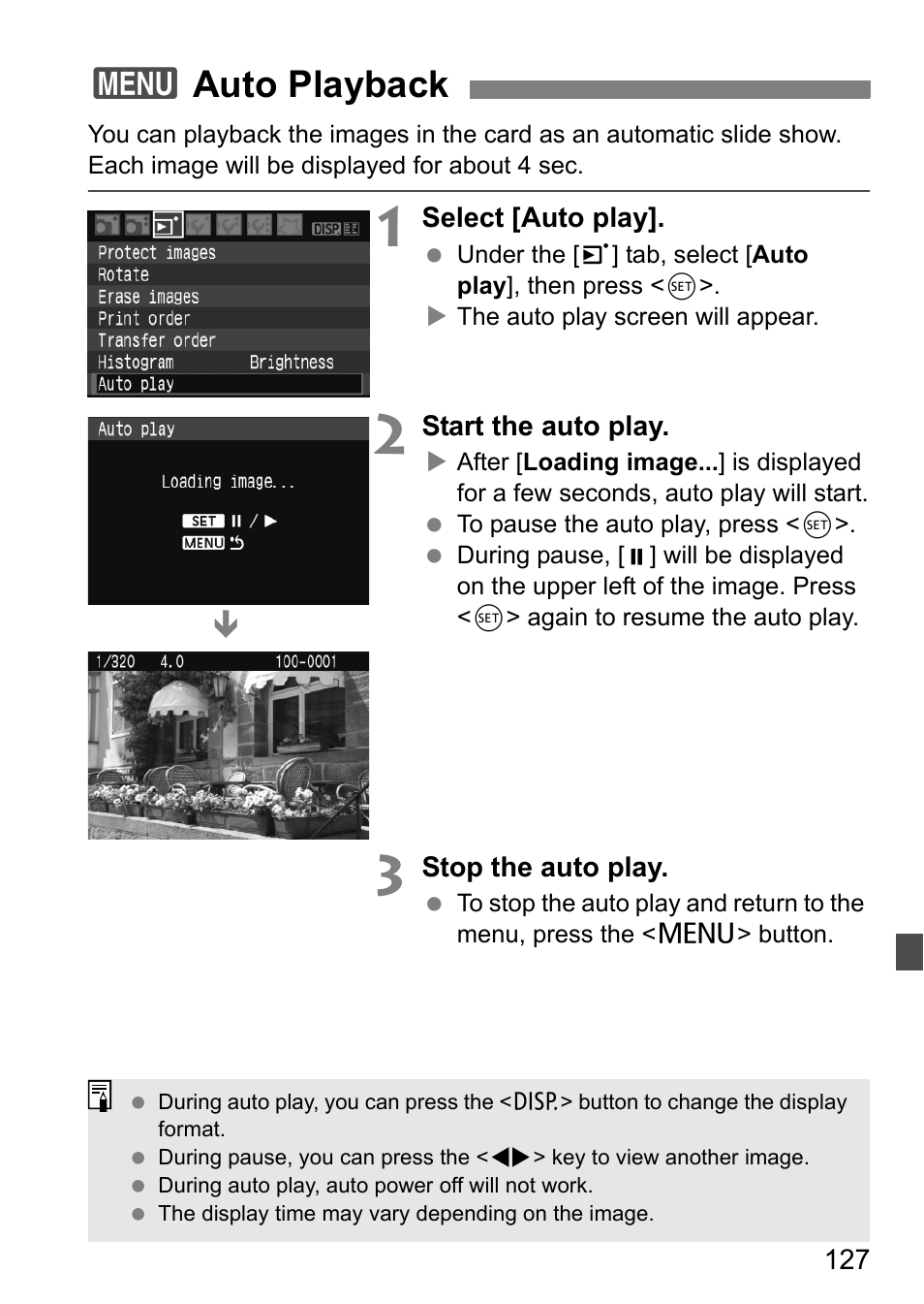 3auto playback | Canon EOS 450D User Manual | Page 127 / 196