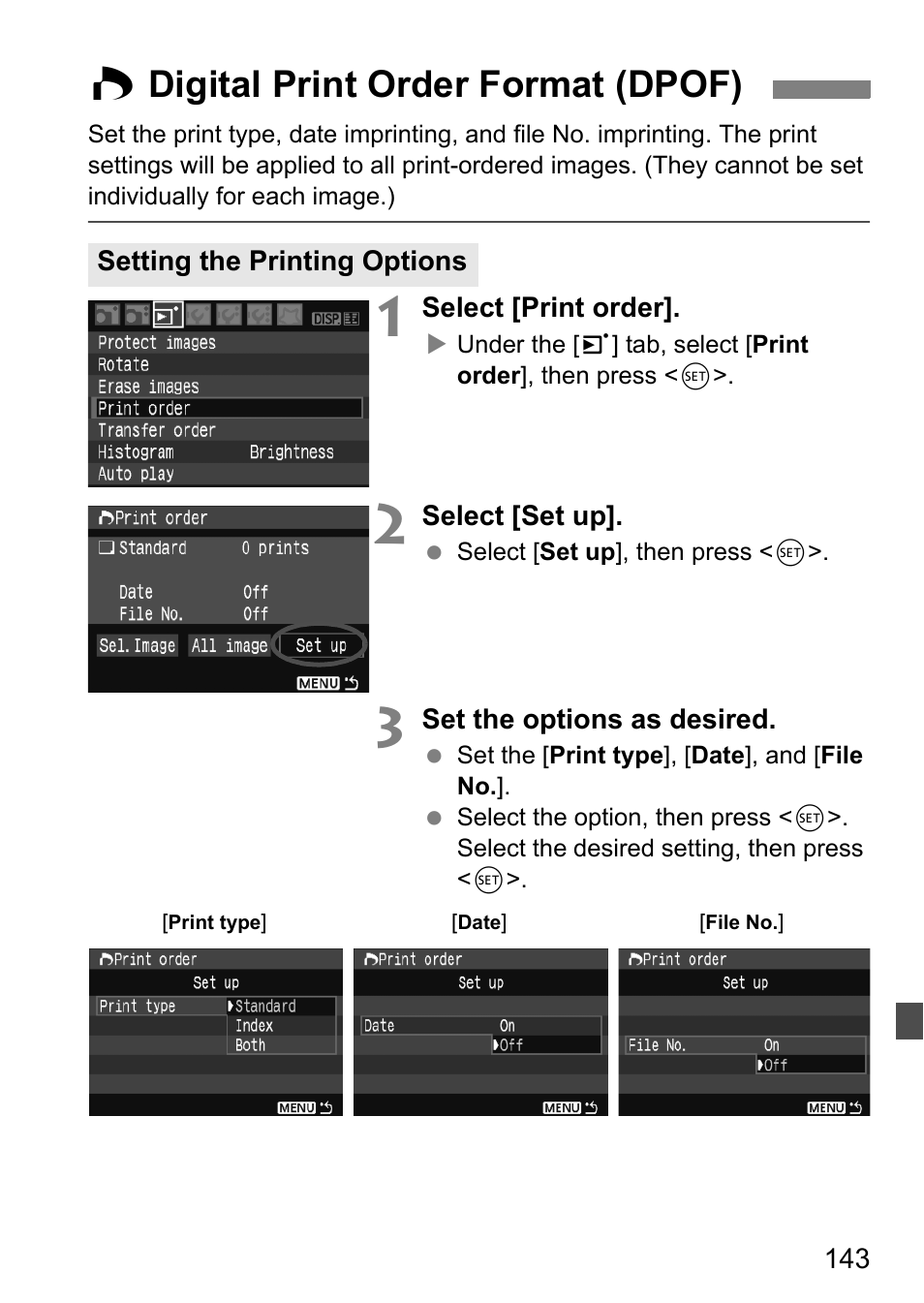 W digital print order format (dpof) | Canon EOS 450D User Manual | Page 143 / 196