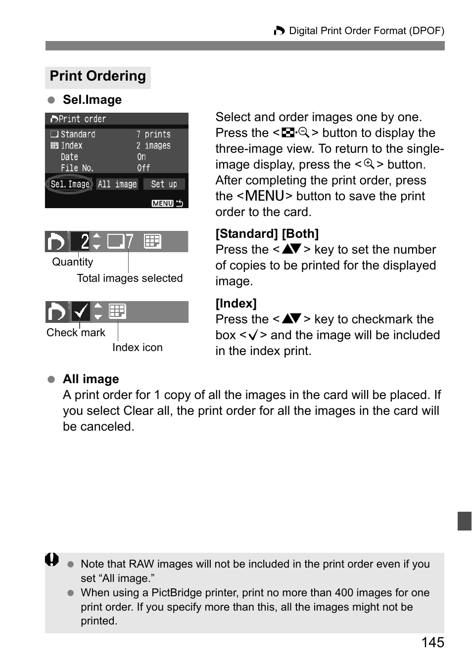 Print ordering | Canon EOS 450D User Manual | Page 145 / 196