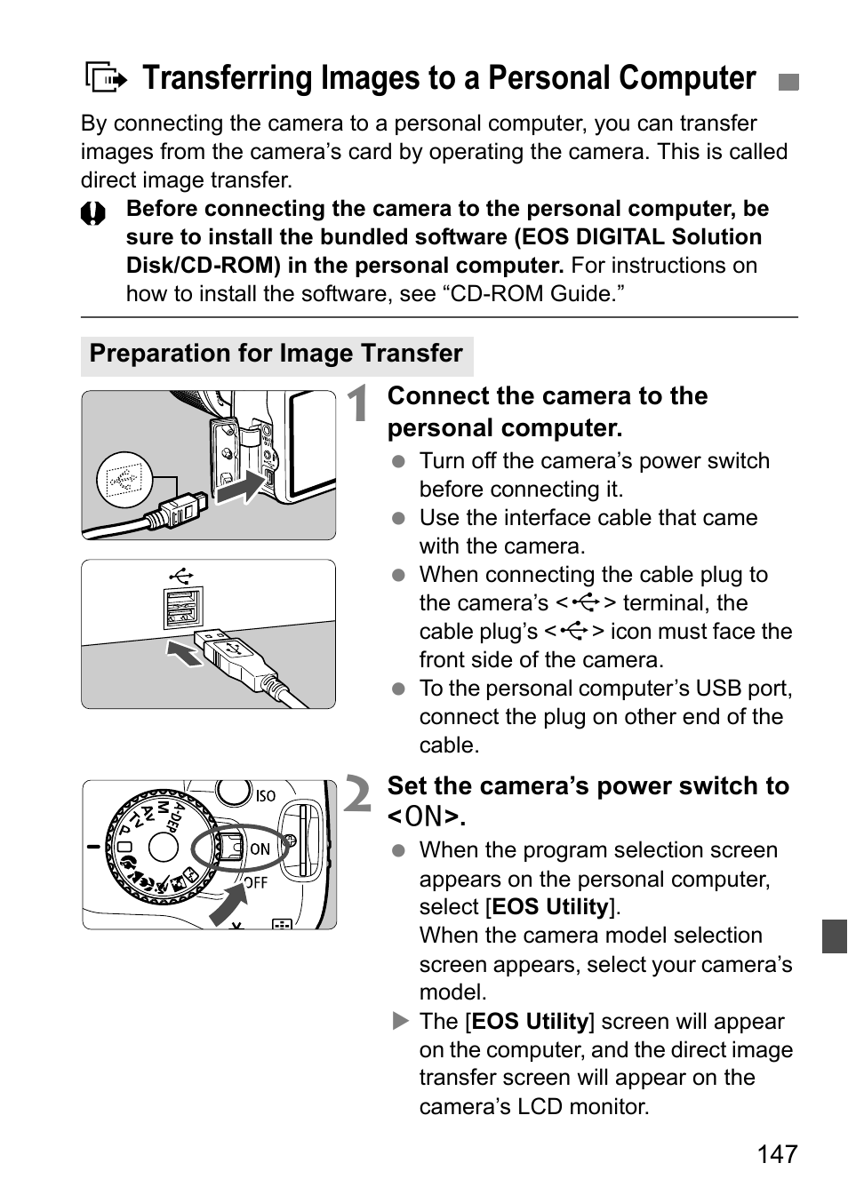 D transferring images to a personal computer | Canon EOS 450D User Manual | Page 147 / 196