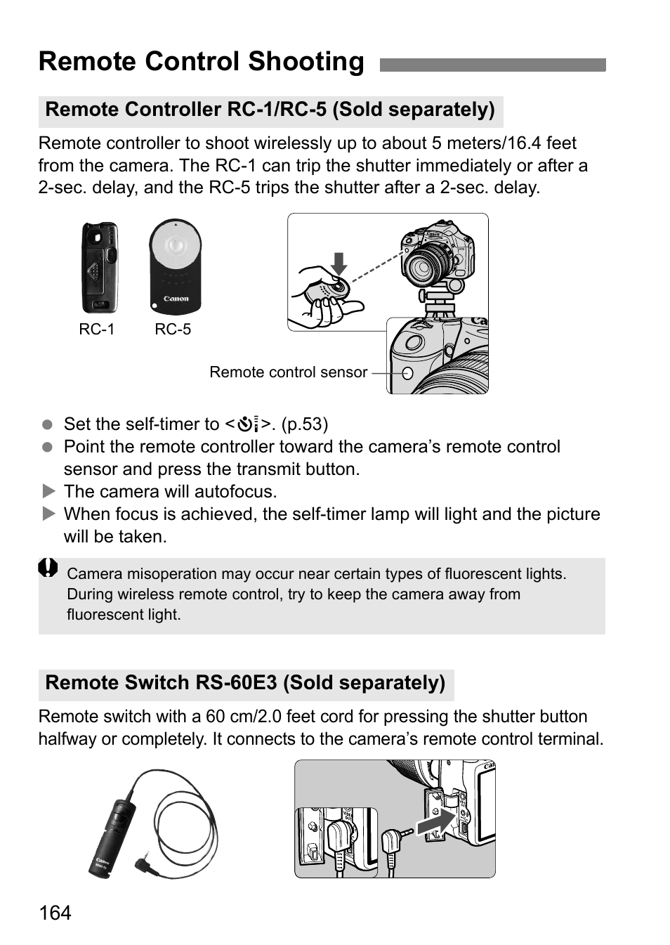 Remote control shooting | Canon EOS 450D User Manual | Page 164 / 196