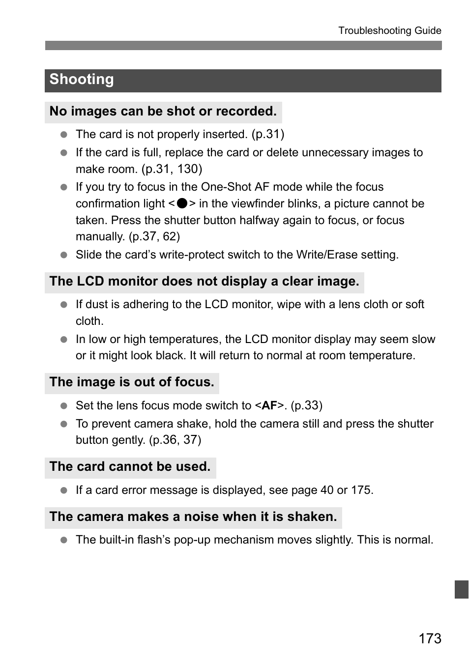 Shooting | Canon EOS 450D User Manual | Page 173 / 196