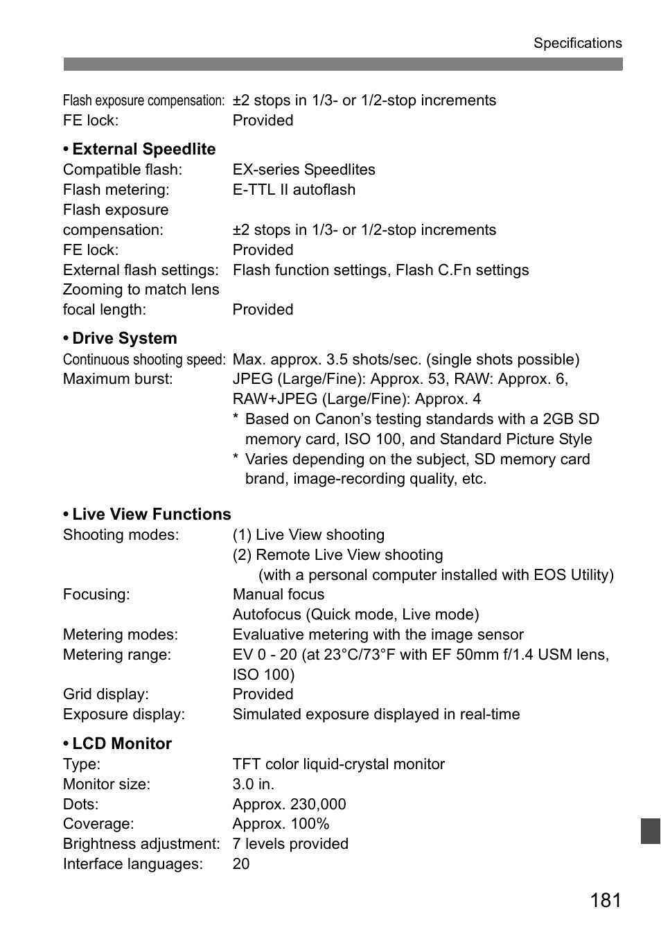 Canon EOS 450D User Manual | Page 181 / 196