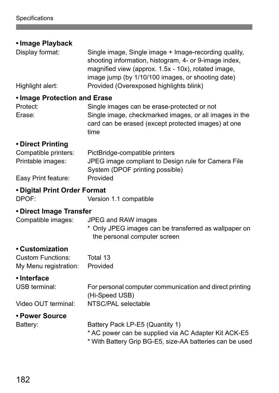 Canon EOS 450D User Manual | Page 182 / 196