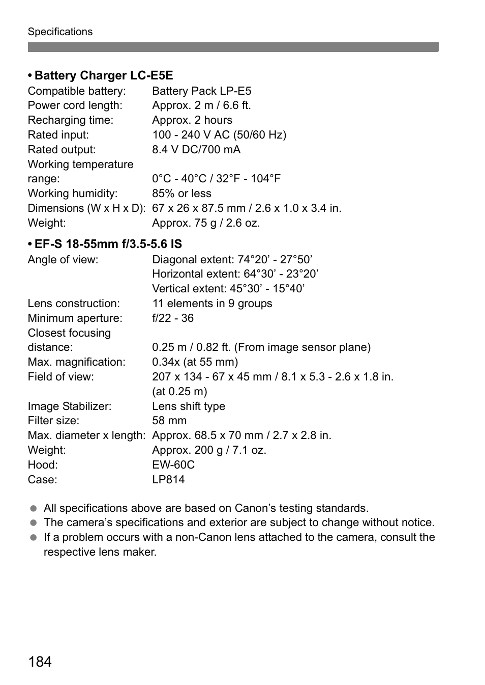 Canon EOS 450D User Manual | Page 184 / 196