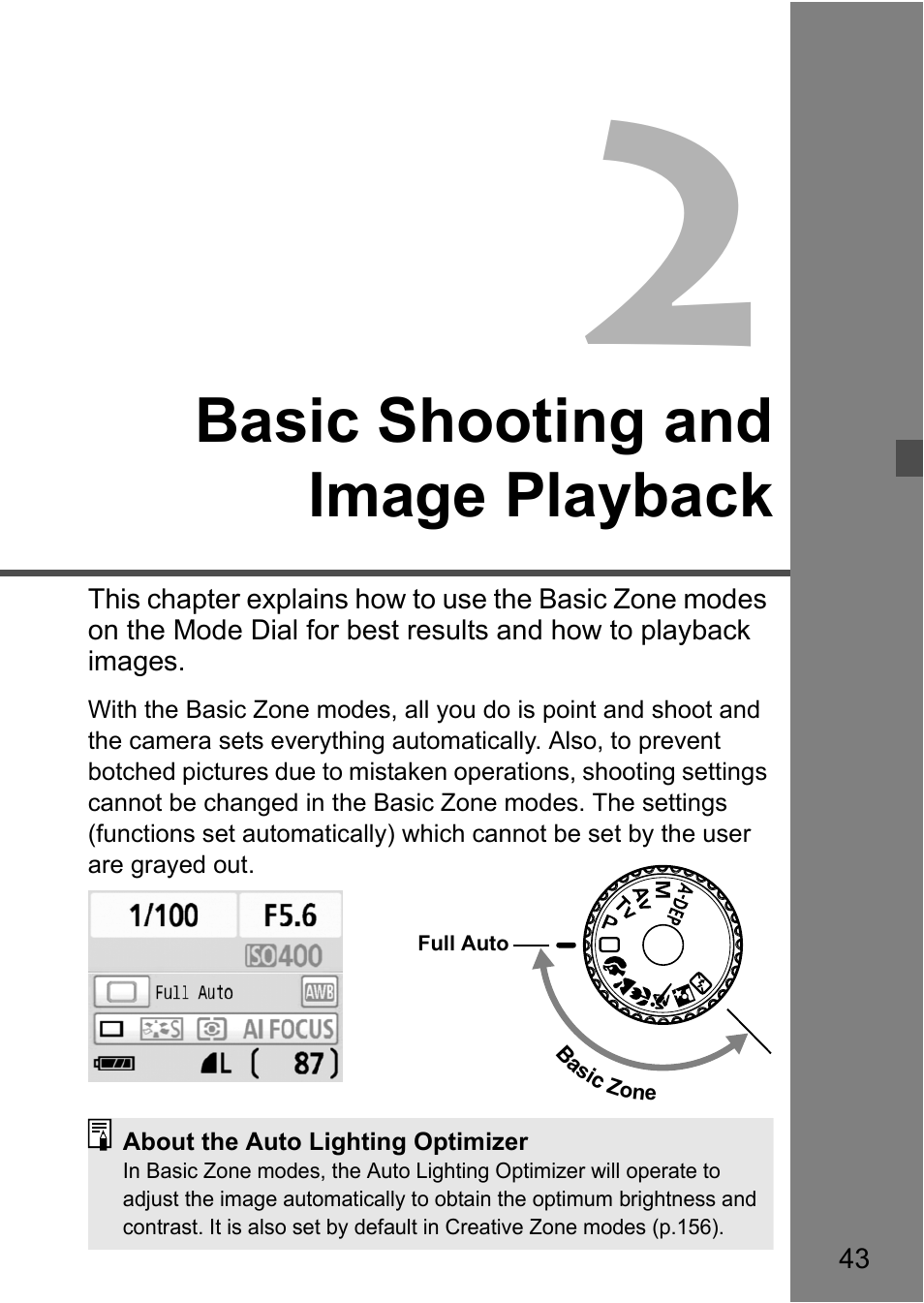Basic shooting and image playback | Canon EOS 450D User Manual | Page 43 / 196