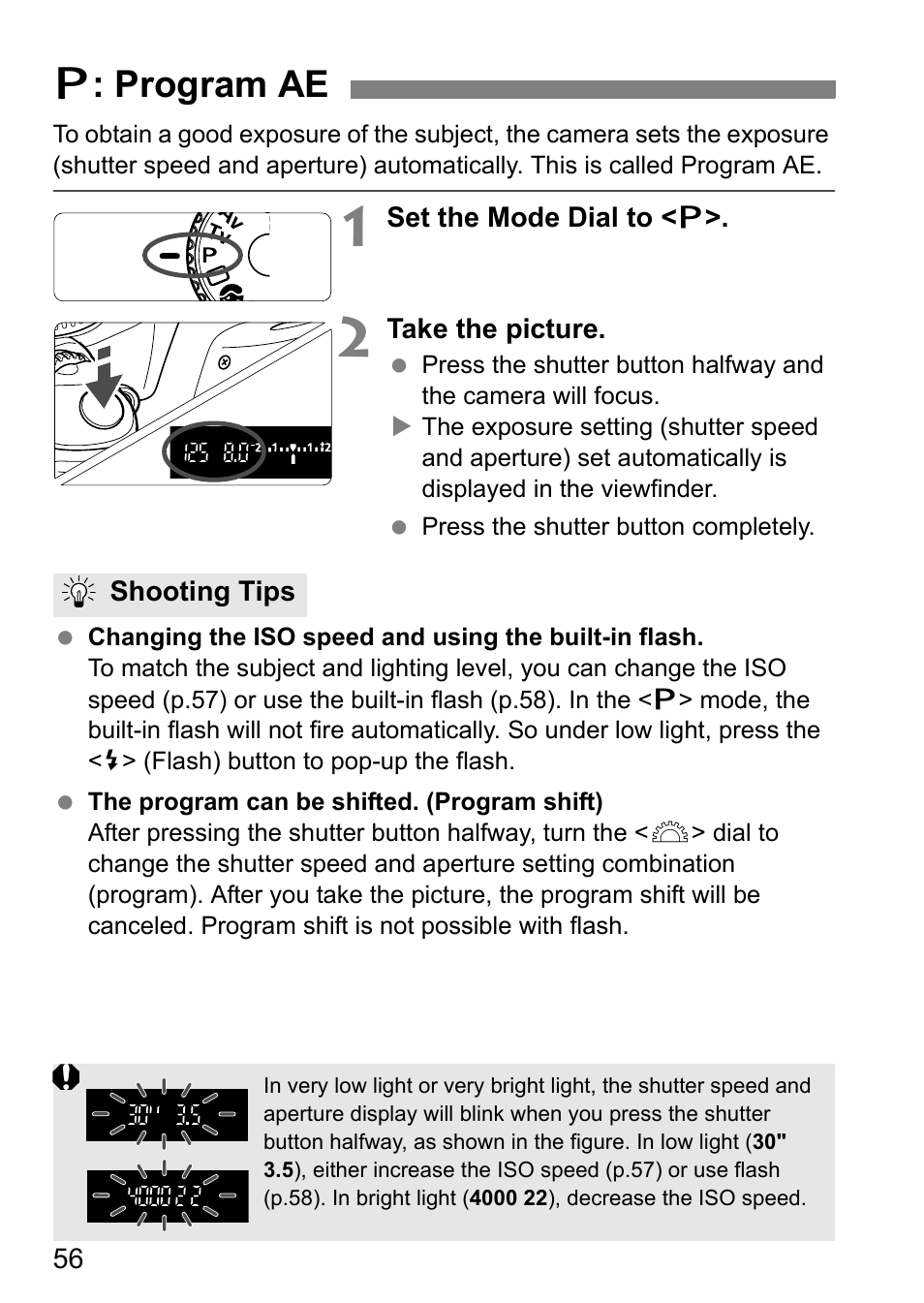 D: program ae | Canon EOS 450D User Manual | Page 56 / 196