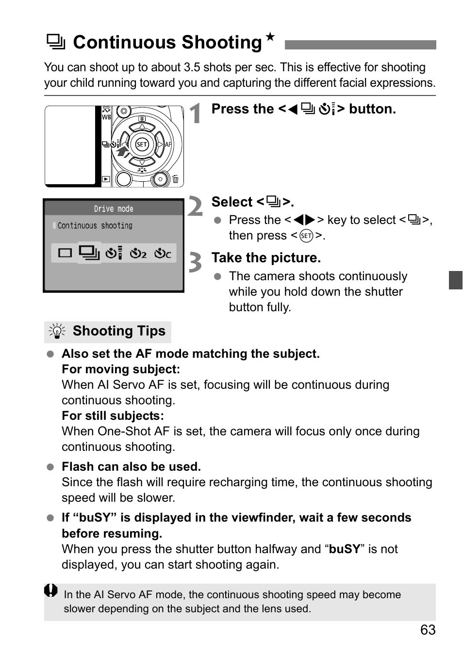 Icontinuous shooting n | Canon EOS 450D User Manual | Page 63 / 196