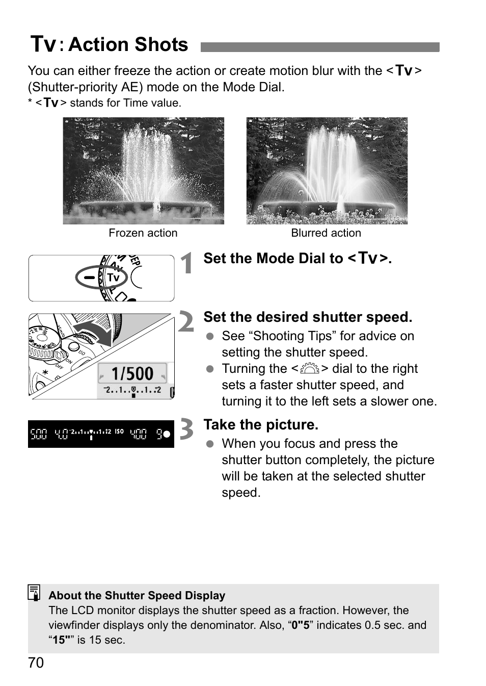 S: action shots | Canon EOS 450D User Manual | Page 70 / 196