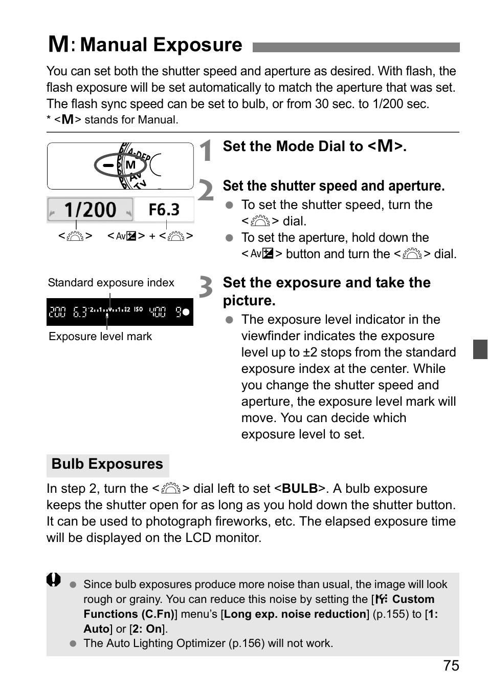 A: manual exposure | Canon EOS 450D User Manual | Page 75 / 196