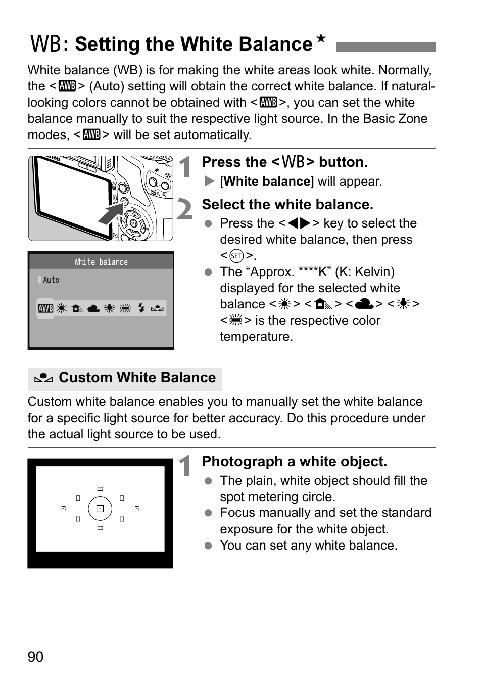 B: setting the white balance n | Canon EOS 450D User Manual | Page 90 / 196