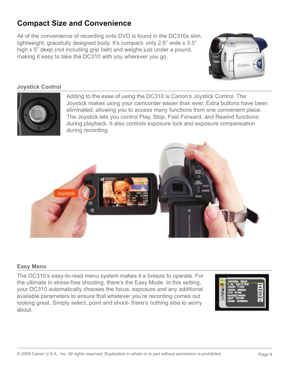 Compact size and convenience | Canon 2694B001 User Manual | Page 9 / 18
