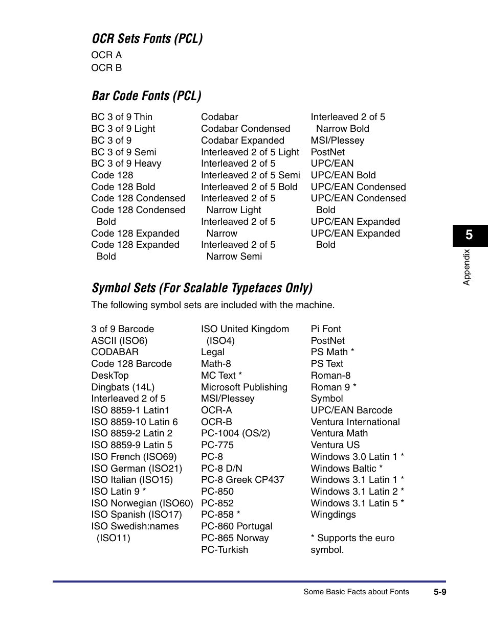 Ocr sets fonts (pcl) | Canon imageRUNNER C3100 N User Manual | Page 103 / 158