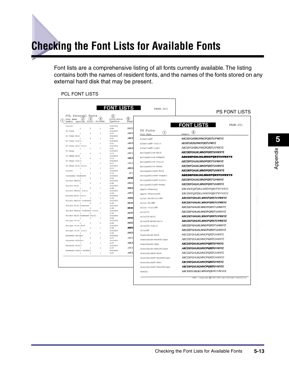 Checking the font lists for available fonts, Checking the font lists for available fonts -13 | Canon imageRUNNER C3100 N User Manual | Page 107 / 158