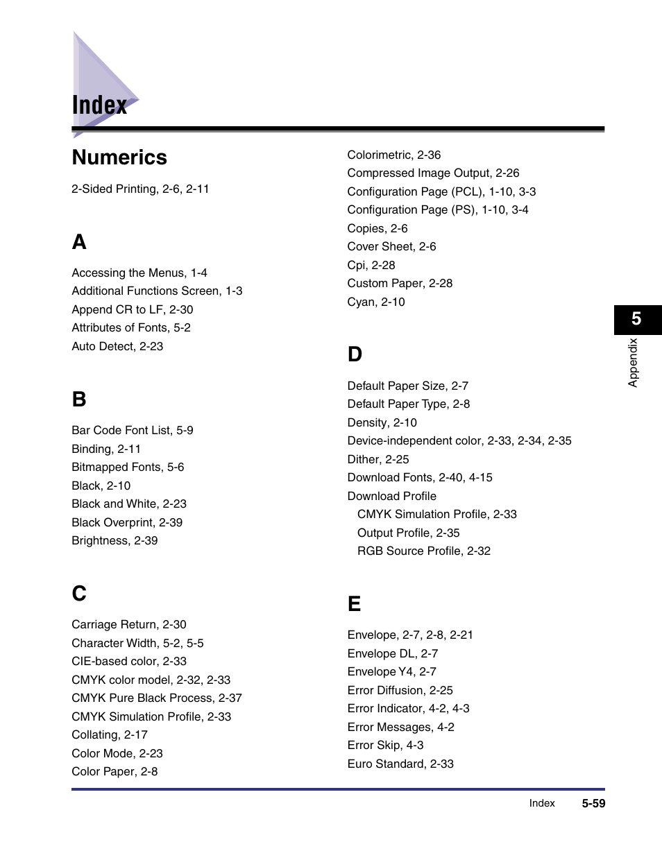 Index, Index -59, Numerics | Canon imageRUNNER C3100 N User Manual | Page 153 / 158