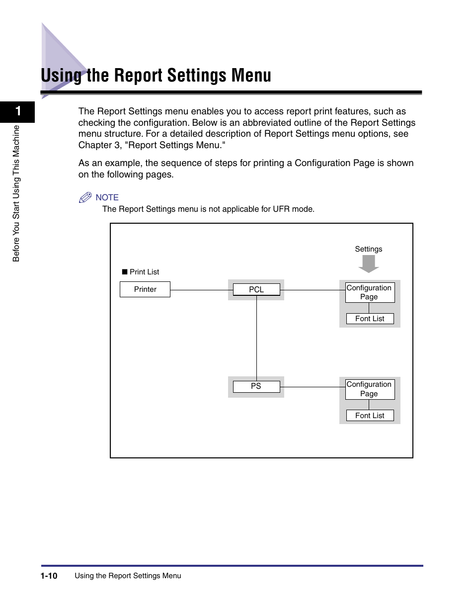 Using the report settings menu, Using the report settings menu -10 | Canon imageRUNNER C3100 N User Manual | Page 26 / 158
