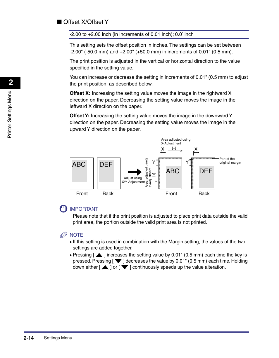 Def abc def, Offset x/offset y | Canon imageRUNNER C3100 N User Manual | Page 44 / 158