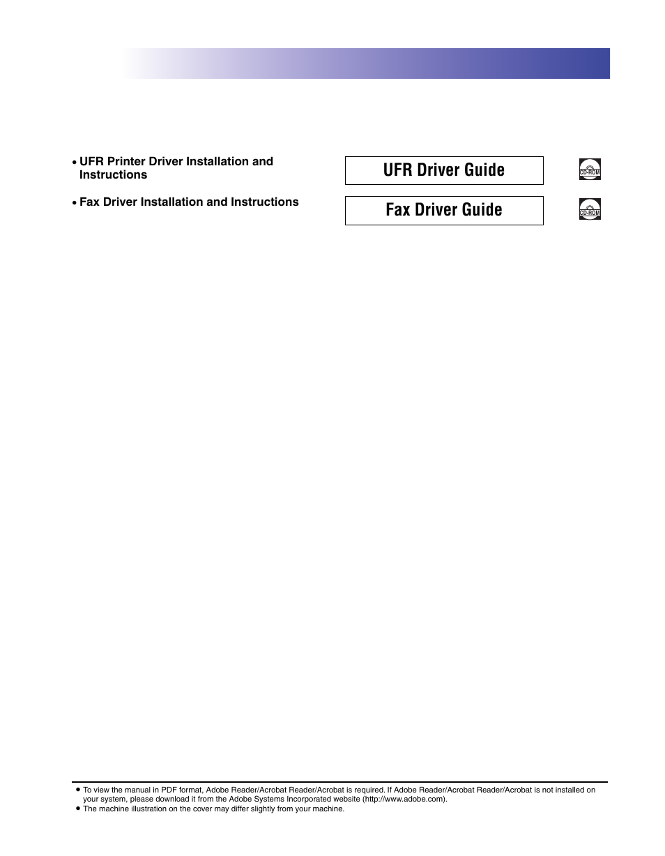 Ufr driver guide, Fax driver guide | Canon imageRUNNER C3100 N User Manual | Page 5 / 158
