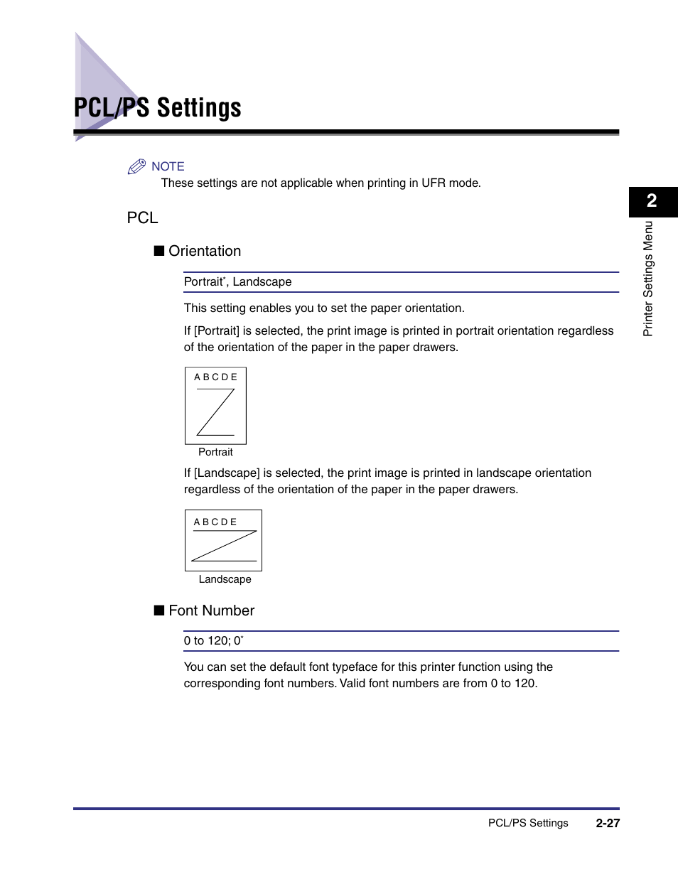 Pcl/ps settings, Pcl/ps settings -27, Pcl -27 | Canon imageRUNNER C3100 N User Manual | Page 57 / 158