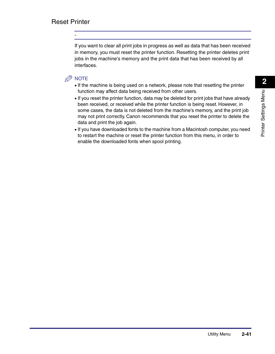 Reset printer, Reset printer -41 | Canon imageRUNNER C3100 N User Manual | Page 71 / 158