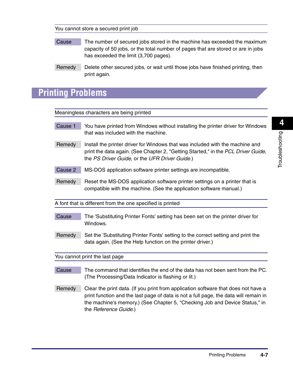 Printing problems, Printing problems -7 | Canon imageRUNNER C3100 N User Manual | Page 83 / 158