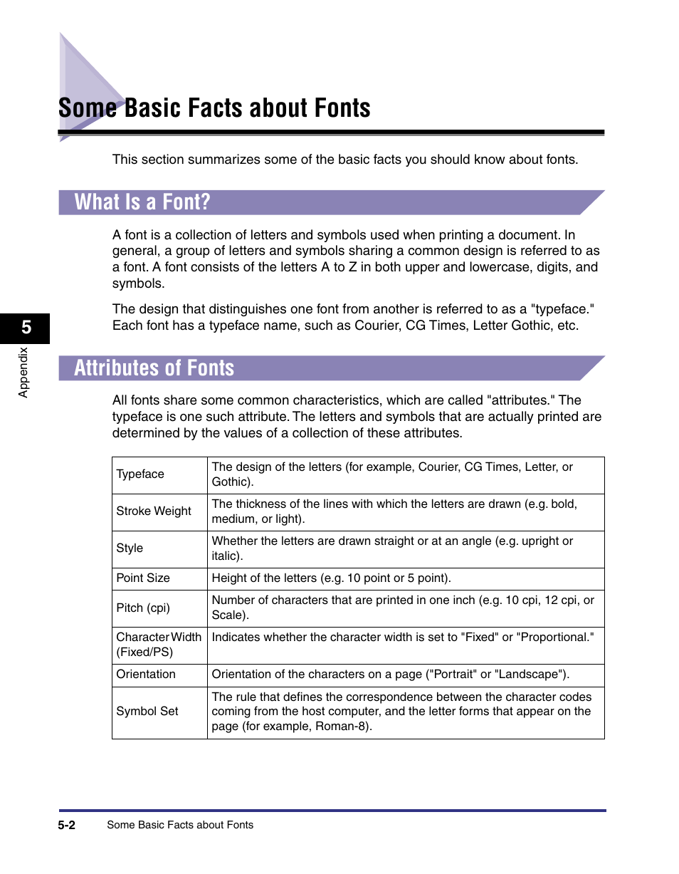 Some basic facts about fonts, What is a font, Attributes of fonts | Some basic facts about fonts -2, What is a font? -2, Attributes of fonts -2 | Canon imageRUNNER C3100 N User Manual | Page 96 / 158