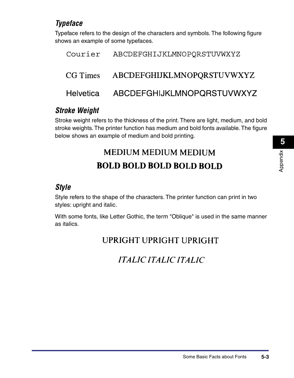 Typeface, Stroke weight, Style | Canon imageRUNNER C3100 N User Manual | Page 97 / 158
