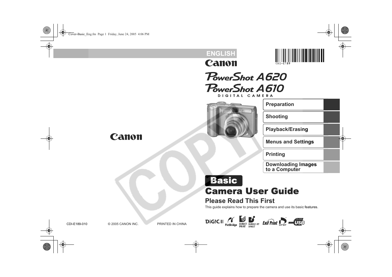 Canon A620 User Manual | 26 pages
