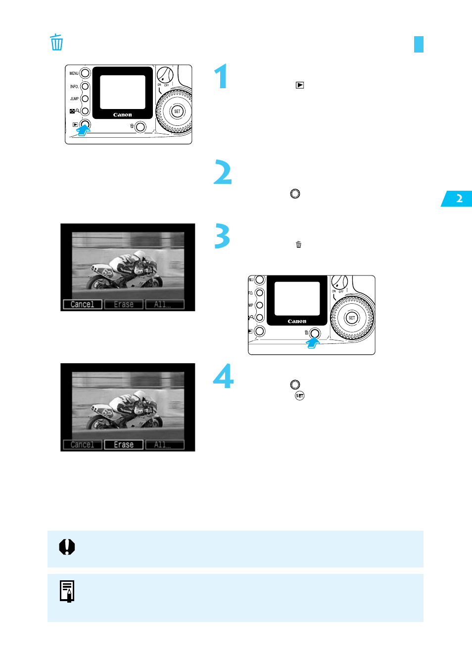 Erasing a recorded image (single image erase) | Canon BP-511 User Manual | Page 43 / 148