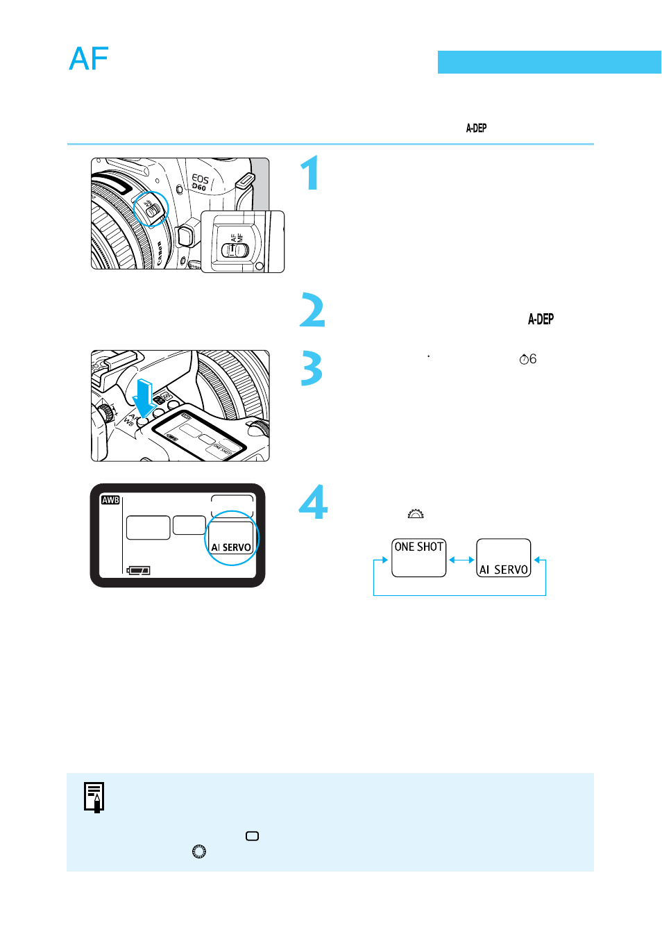 Af mode selection | Canon BP-511 User Manual | Page 54 / 148