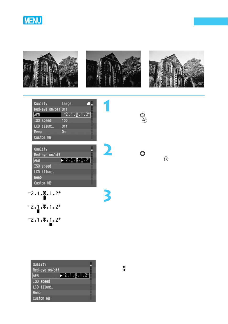 Autoexposure bracketing, Canceling aeb | Canon BP-511 User Manual | Page 78 / 148